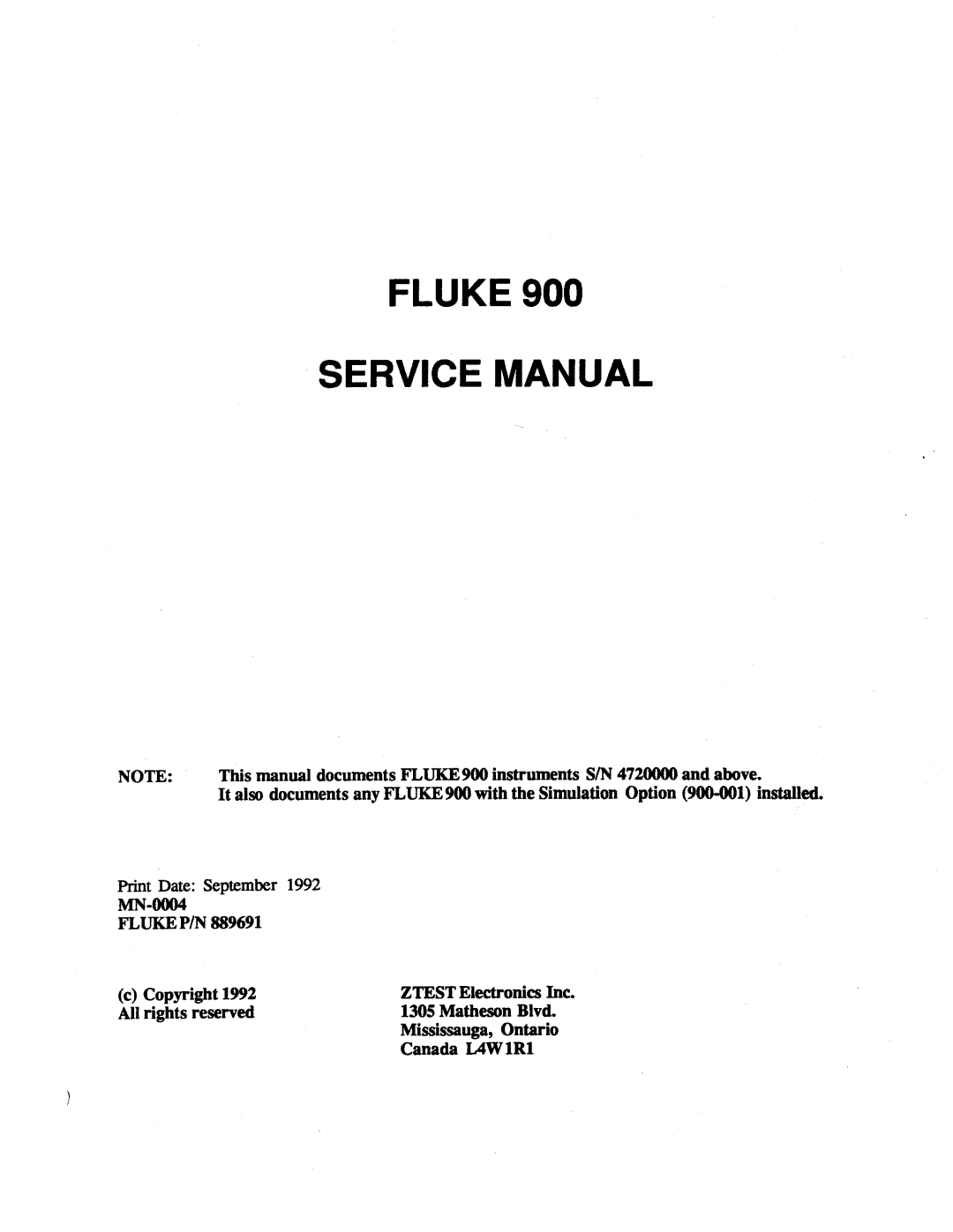 Fluke 900 manual 