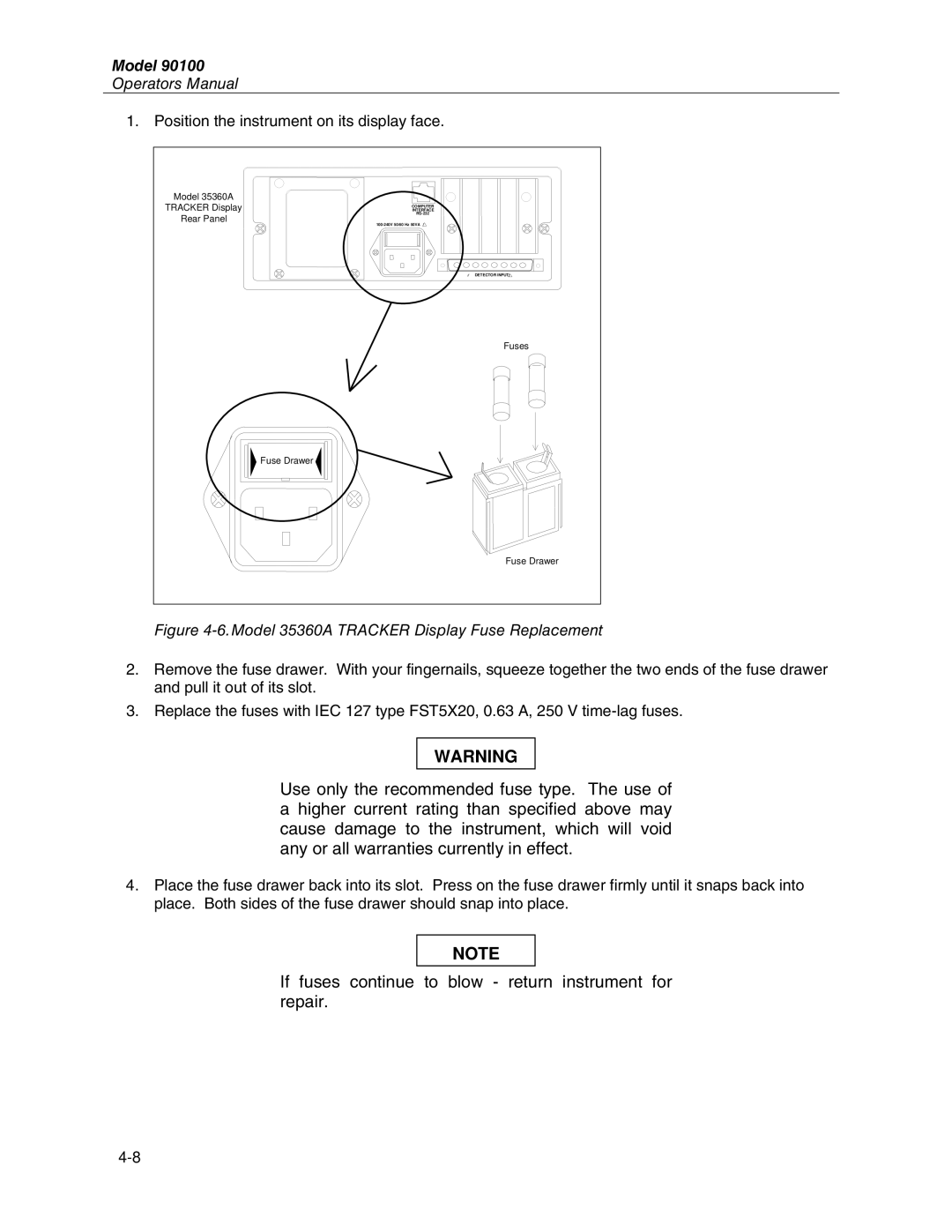 Fluke 90100 manual If fuses continue to blow return instrument for repair 
