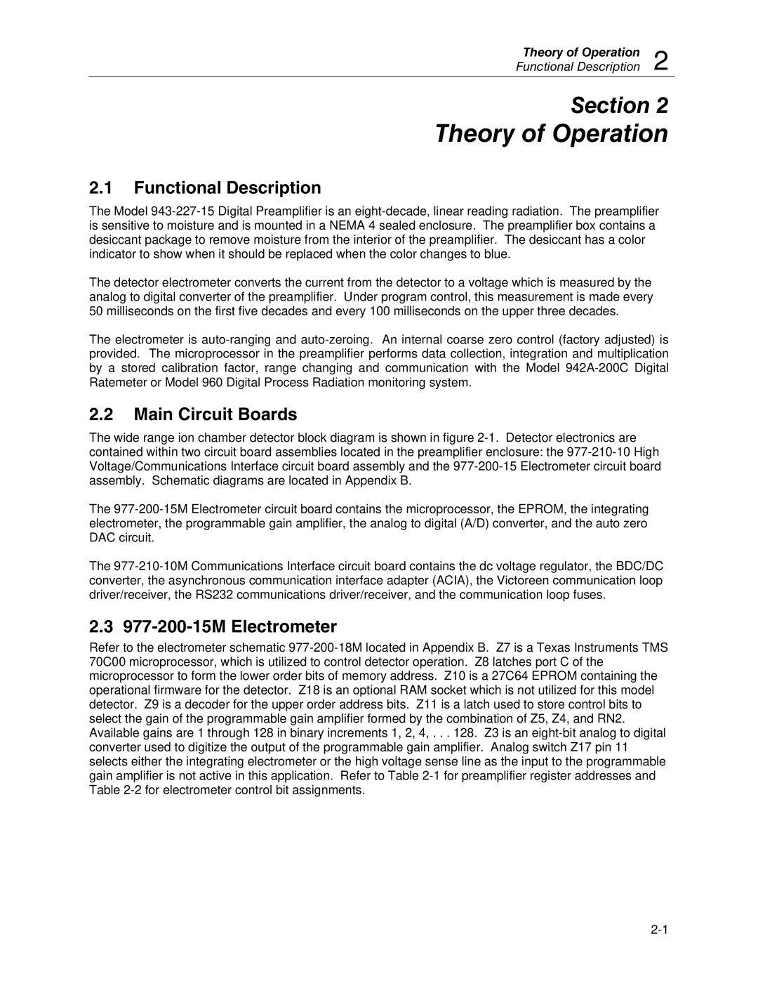 Fluke 943-27, 943-227-15 manual Theory of Operation, Functional Description 