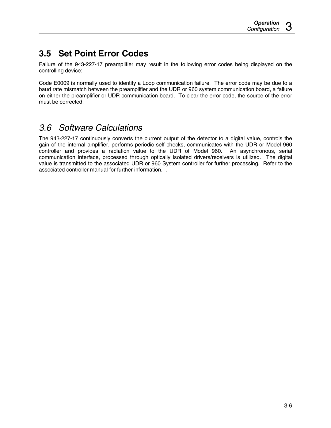 Fluke 943-227-15, 943-27 manual Set Point Error Codes, Software Calculations 