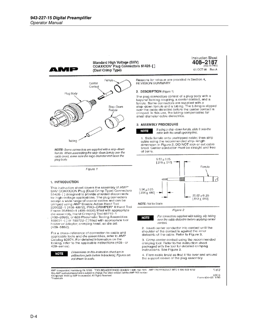 Fluke 943-27, 943-227-15 manual Digital Preamplifier 