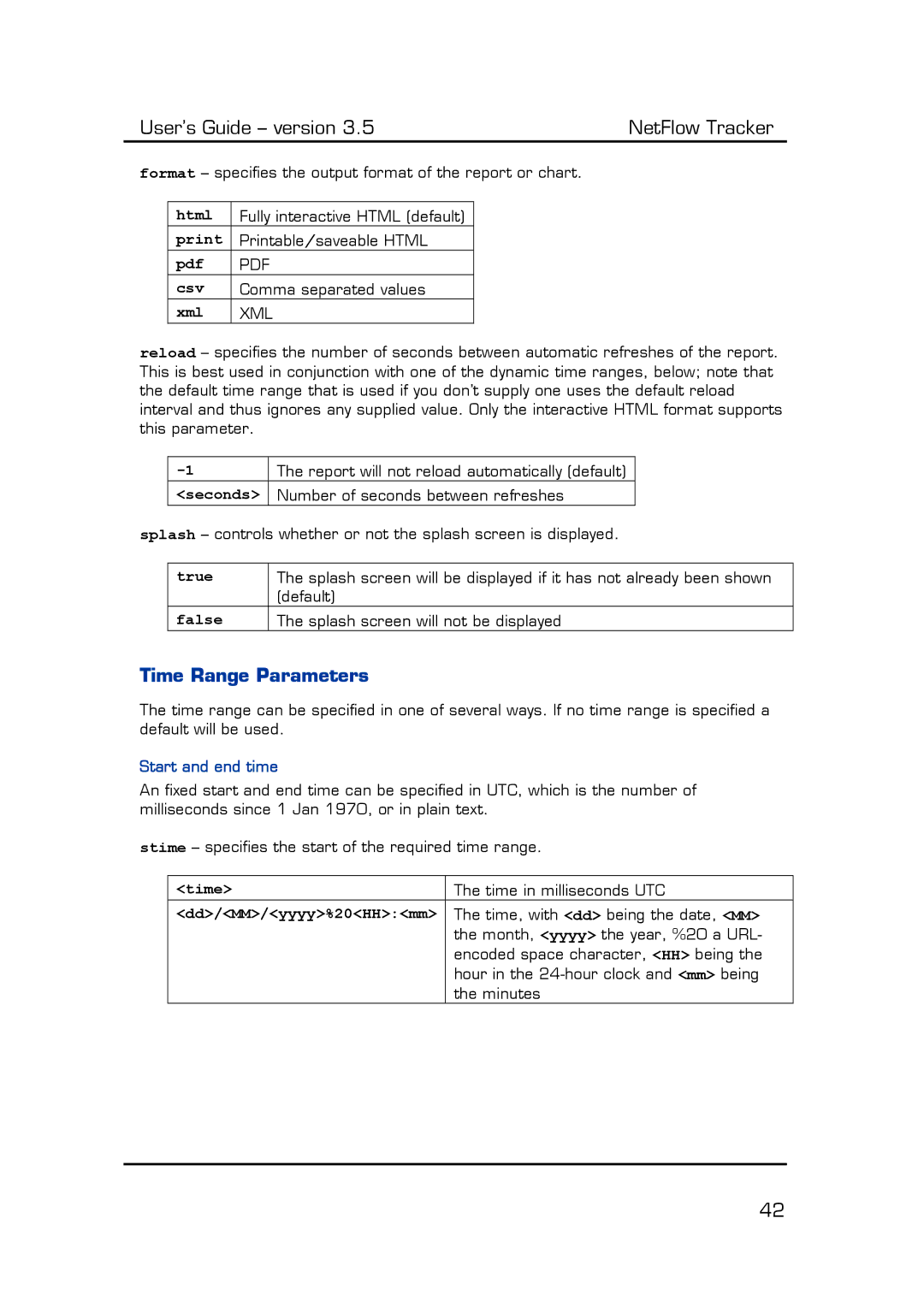 Fluke Computer Accessories manual Time Range Parameters 