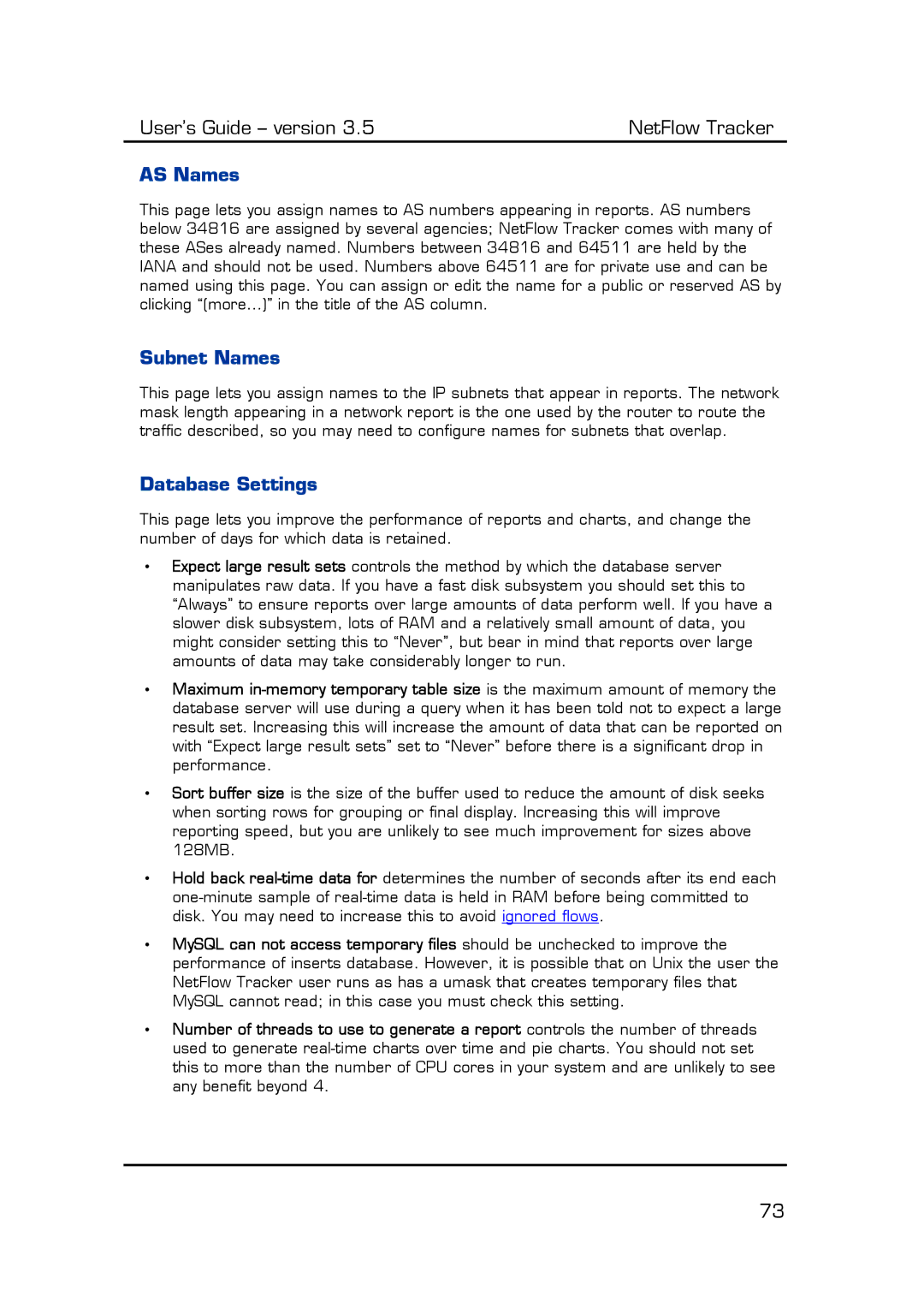 Fluke Computer Accessories manual AS Names, Subnet Names, Database Settings 