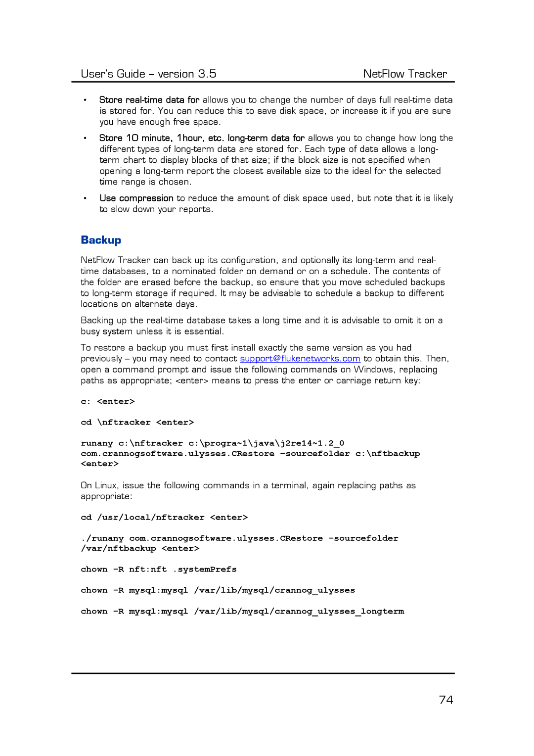 Fluke Computer Accessories manual Backup 