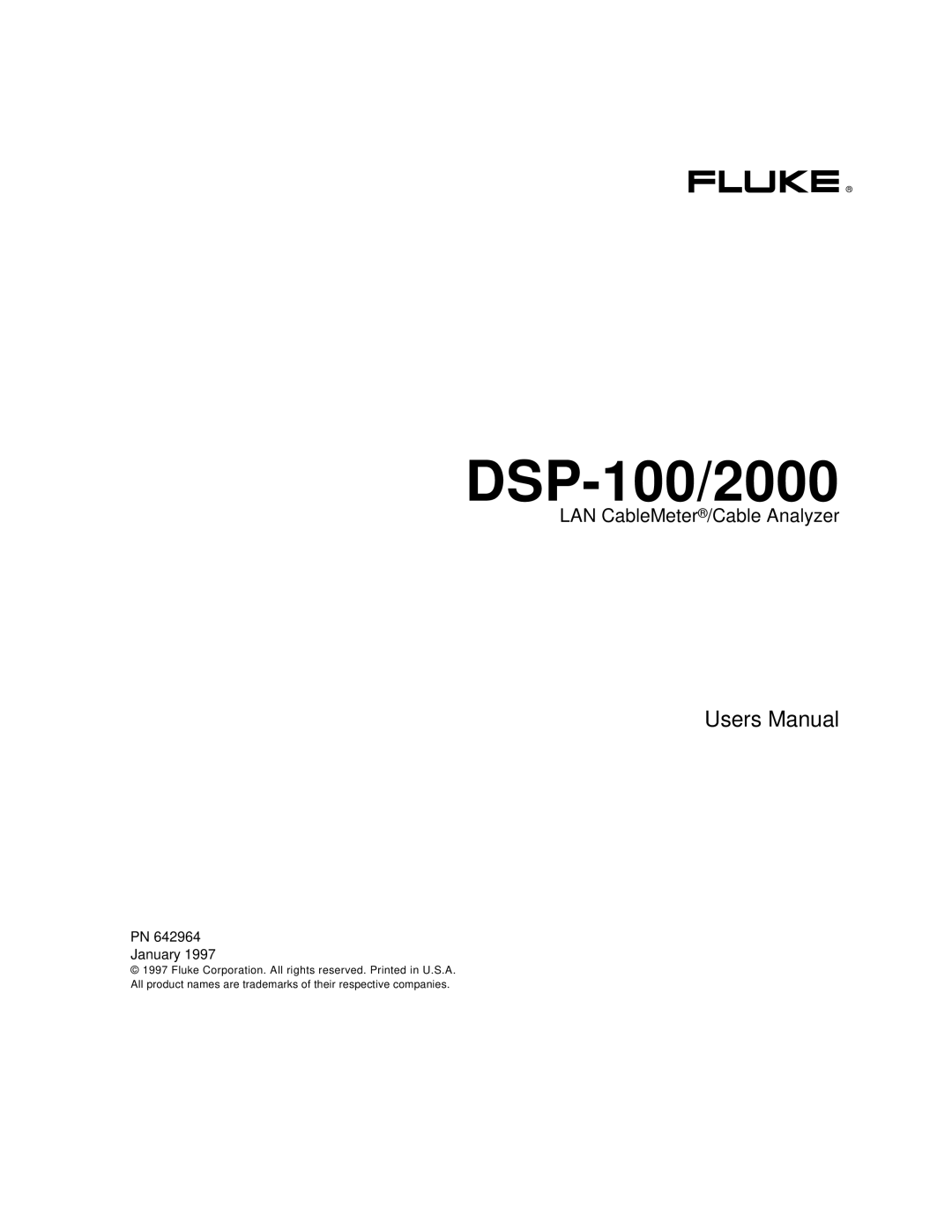 Fluke DSP-2000 user manual DSP-100/2000 