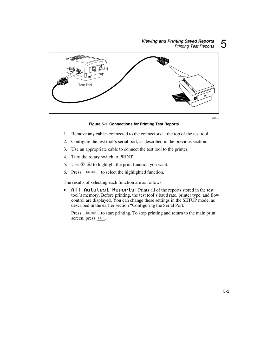 Fluke DSP-100, DSP-2000 user manual Viewing and Printing Saved Reports Printing Test Reports 