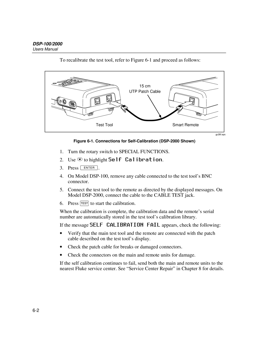 Fluke DSP-100 user manual Connections for Self-Calibration DSP-2000 Shown 