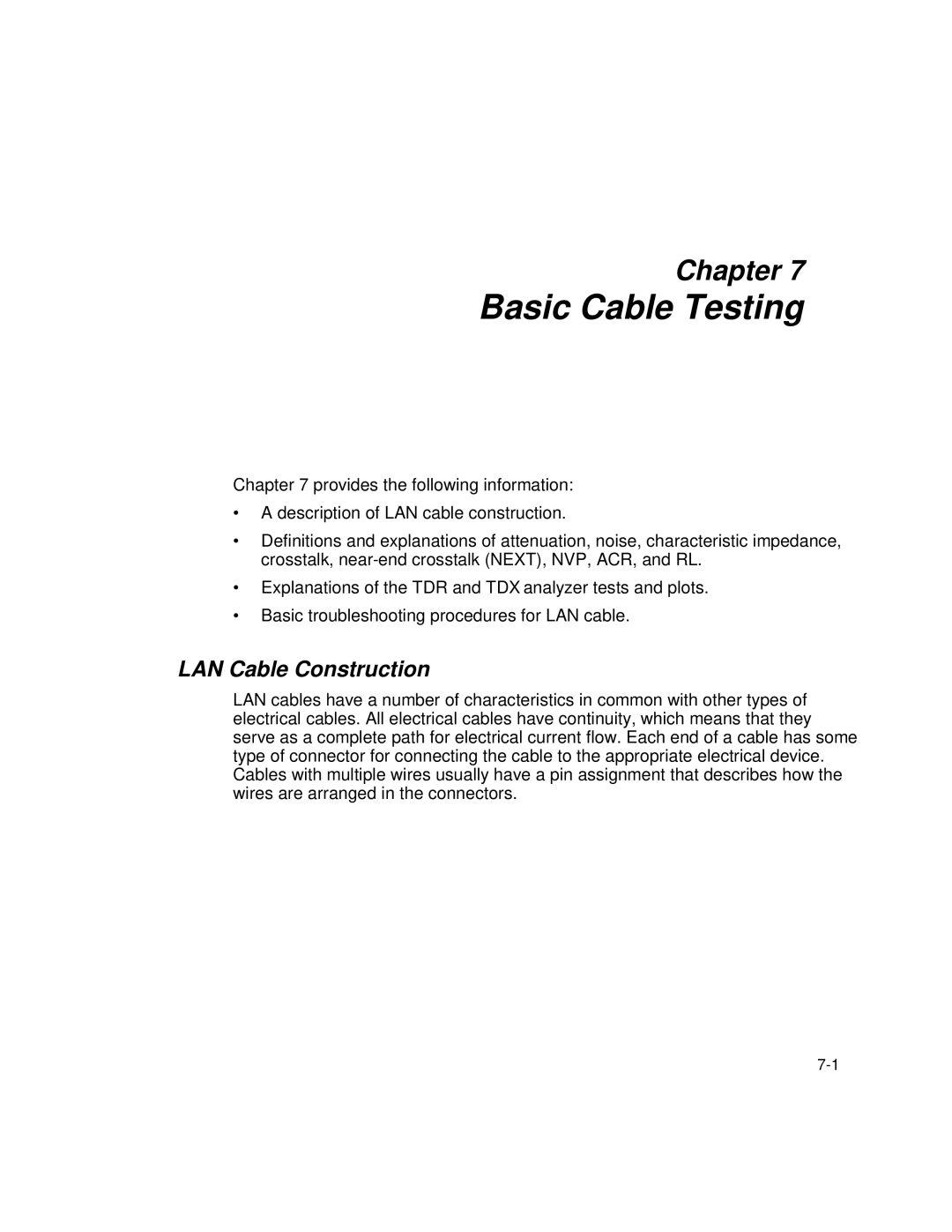 Fluke DSP-100, DSP-2000 user manual Basic Cable Testing, LAN Cable Construction 