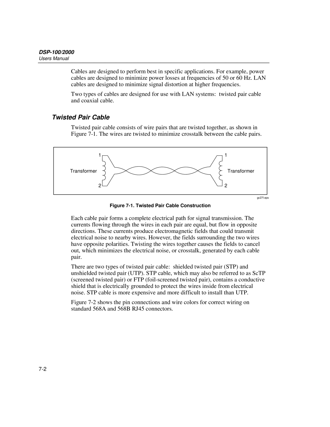 Fluke DSP-2000, DSP-100 user manual Twisted Pair Cable Construction 