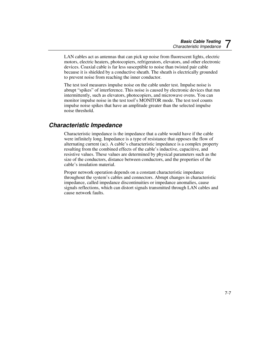 Fluke DSP-100, DSP-2000 user manual Characteristic Impedance 