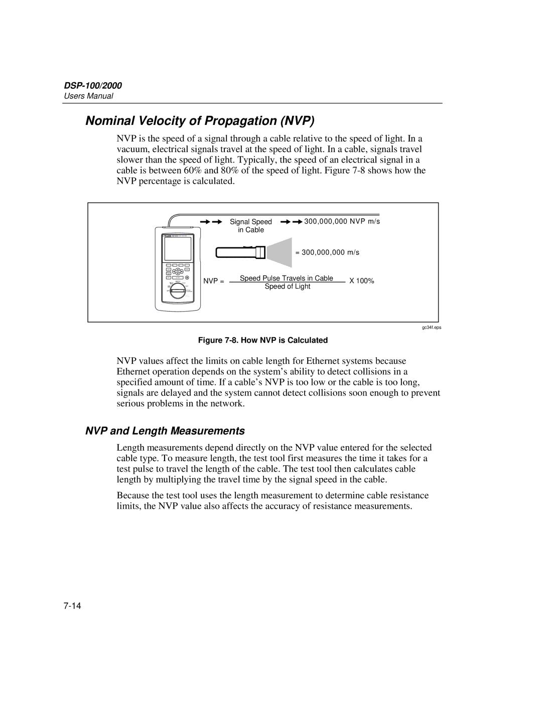 Fluke DSP-2000, DSP-100 user manual Nominal Velocity of Propagation NVP, NVP and Length Measurements 