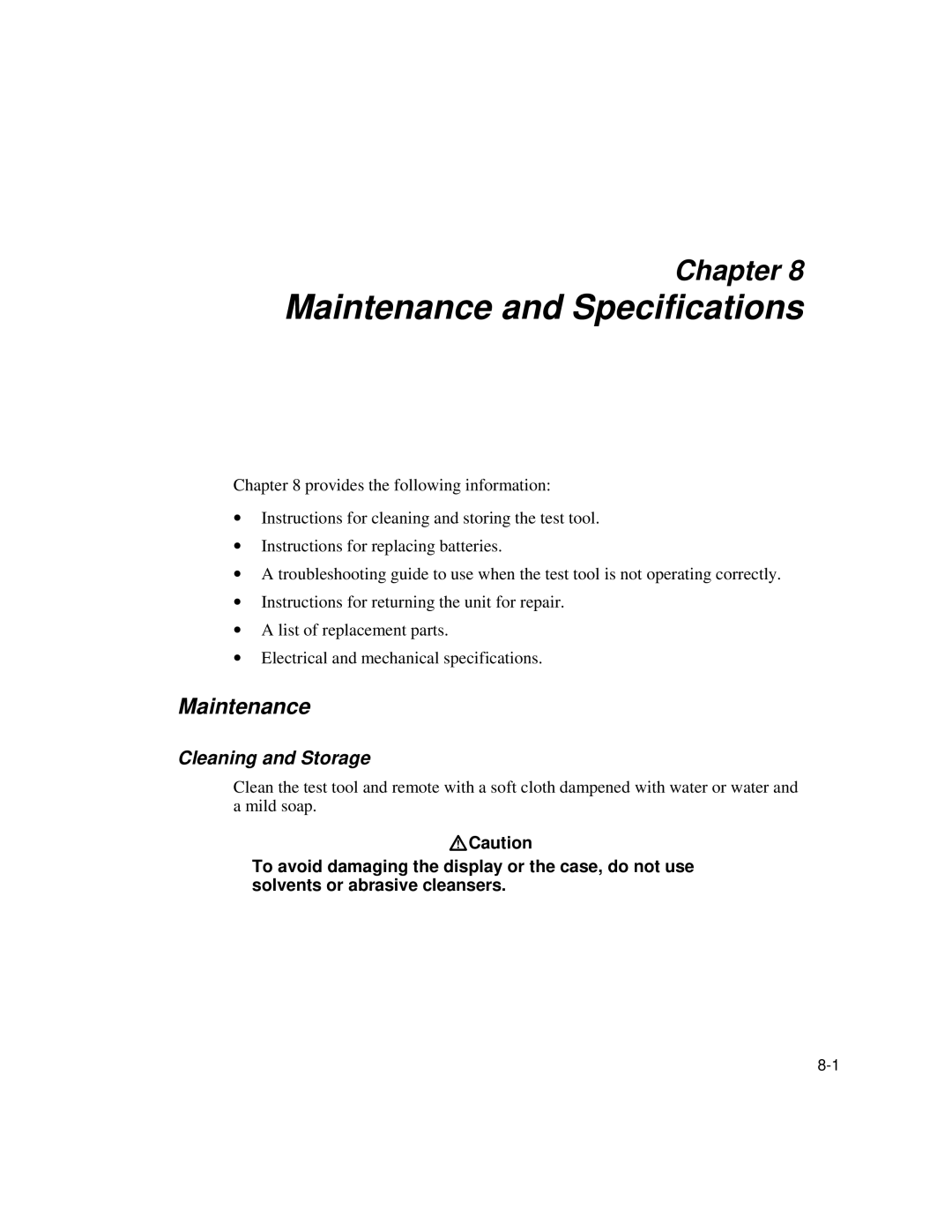 Fluke DSP-100, DSP-2000 user manual Maintenance, Cleaning and Storage 