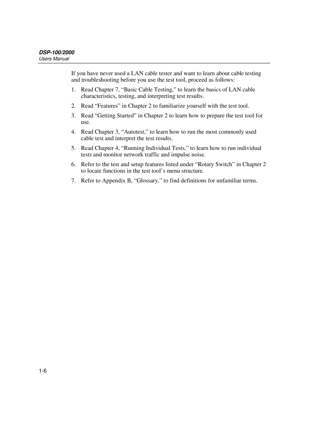 Fluke DSP-2000 user manual DSP-100/2000 