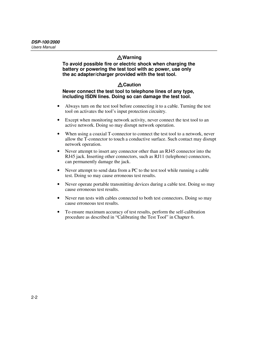 Fluke DSP-2000 user manual DSP-100/2000 