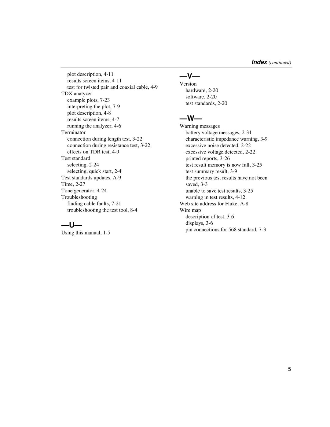 Fluke DSP-100, DSP-2000 user manual Index 