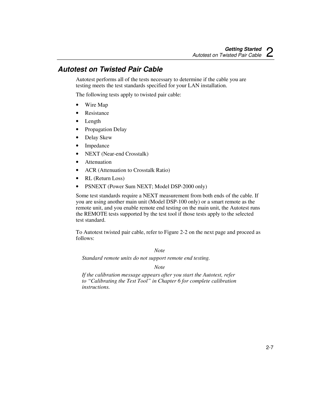 Fluke DSP-100, DSP-2000 user manual Autotest on Twisted Pair Cable 