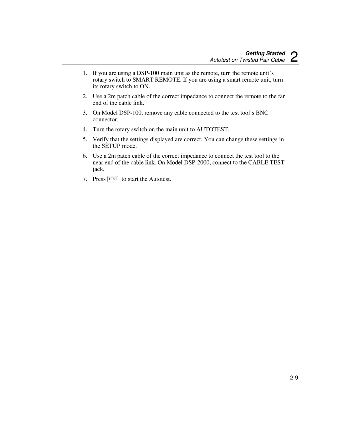 Fluke DSP-100, DSP-2000 user manual Getting Started 