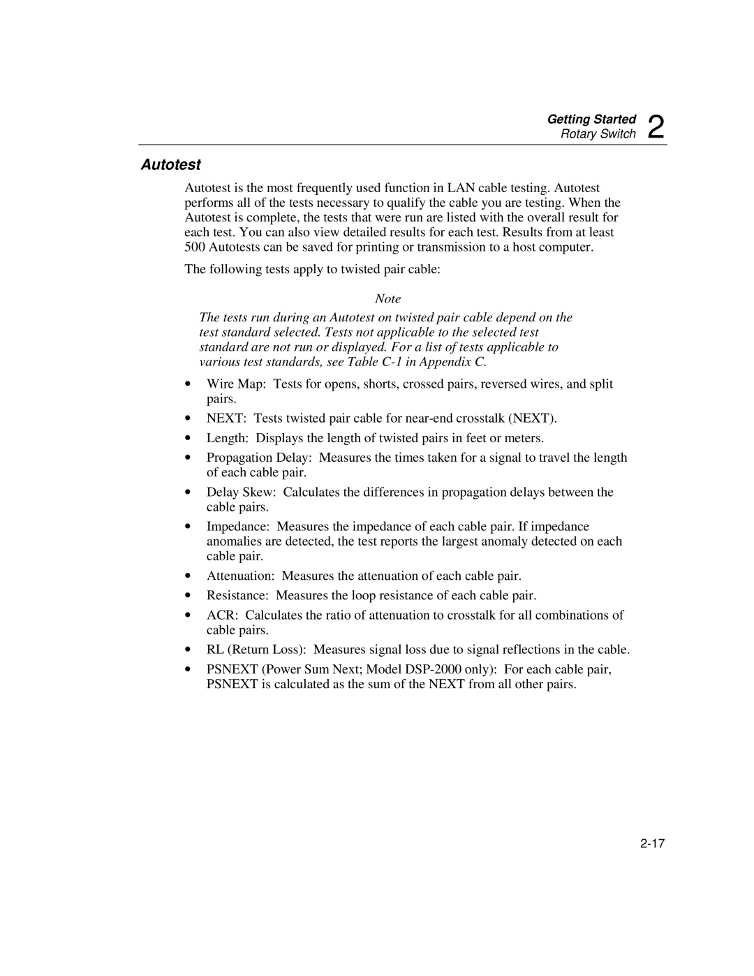 Fluke DSP-100, DSP-2000 user manual Autotest 