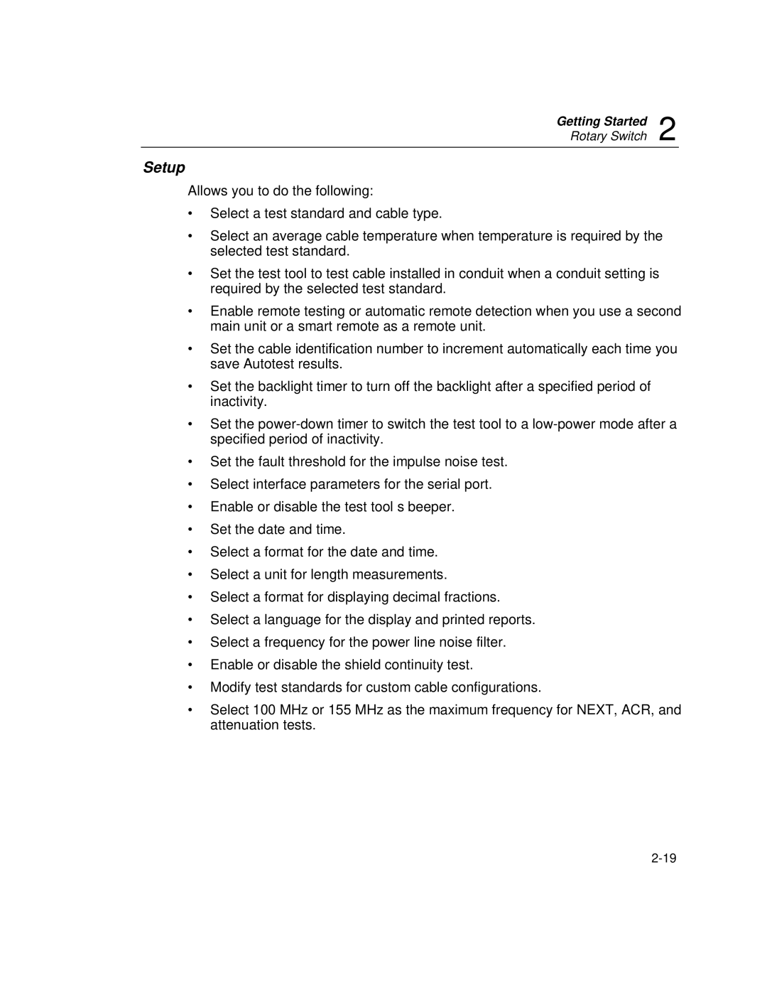 Fluke DSP-100, DSP-2000 user manual Setup 