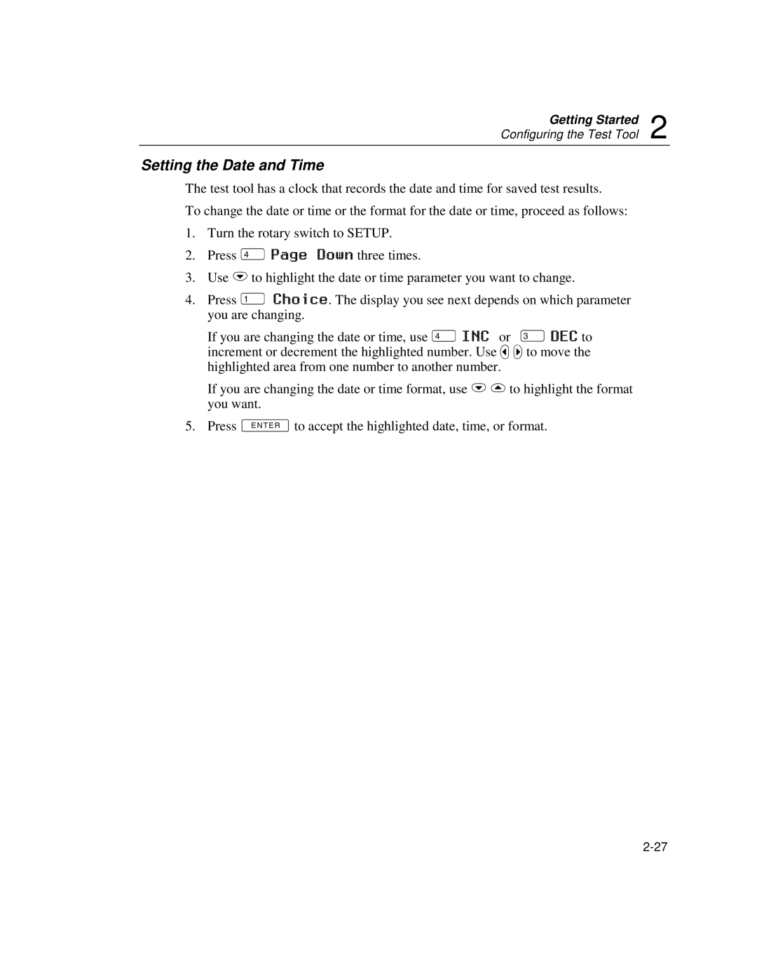 Fluke DSP-100, DSP-2000 user manual Setting the Date and Time 