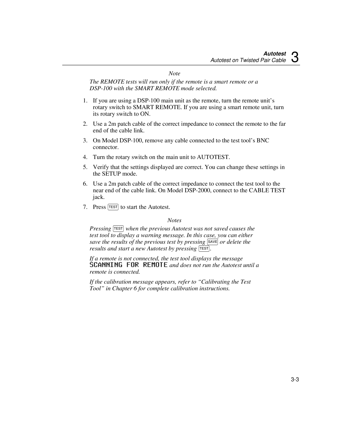 Fluke DSP-100, DSP-2000 user manual Autotest 