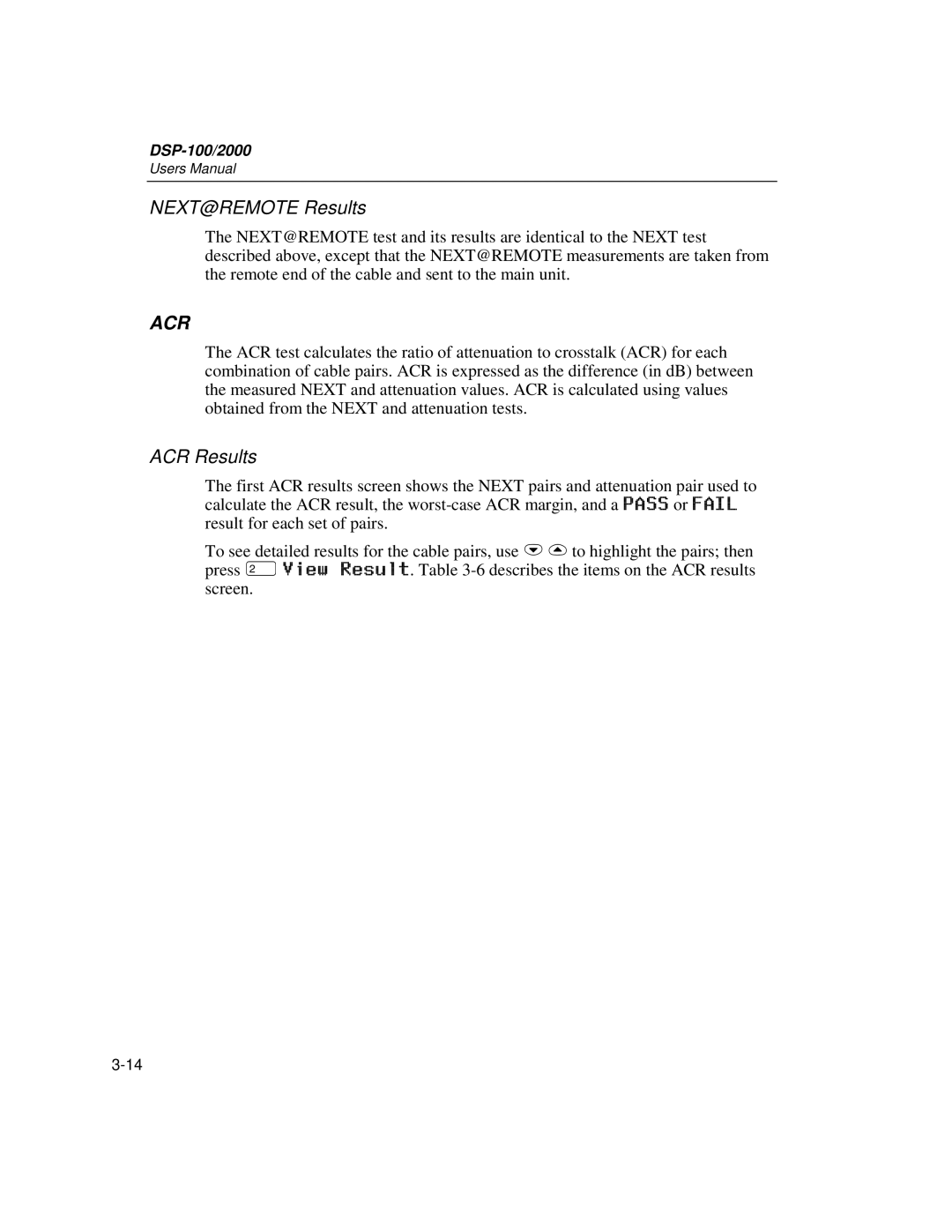 Fluke DSP-2000, DSP-100 user manual Acr 