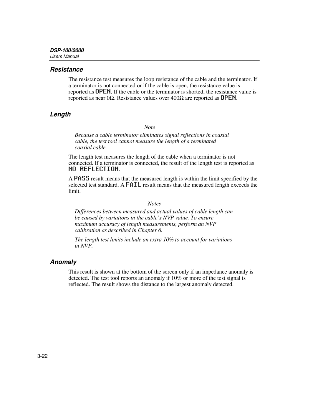 Fluke DSP-2000, DSP-100 user manual Anomaly, No Reflection 