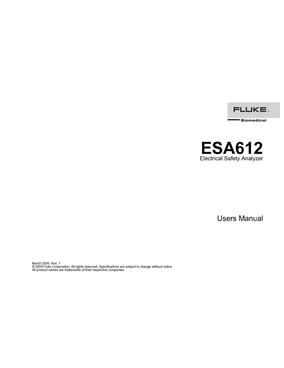 Fluke ESA612 specifications 