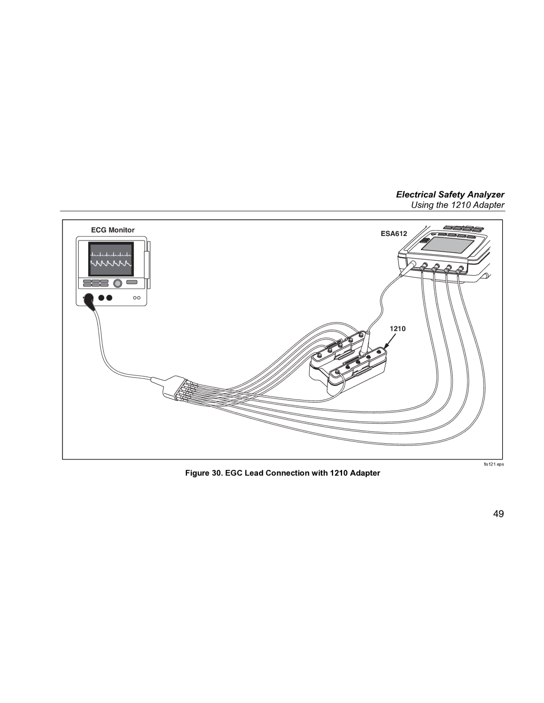 Fluke ESA612 specifications EGC Lead Connection with 1210 Adapter 