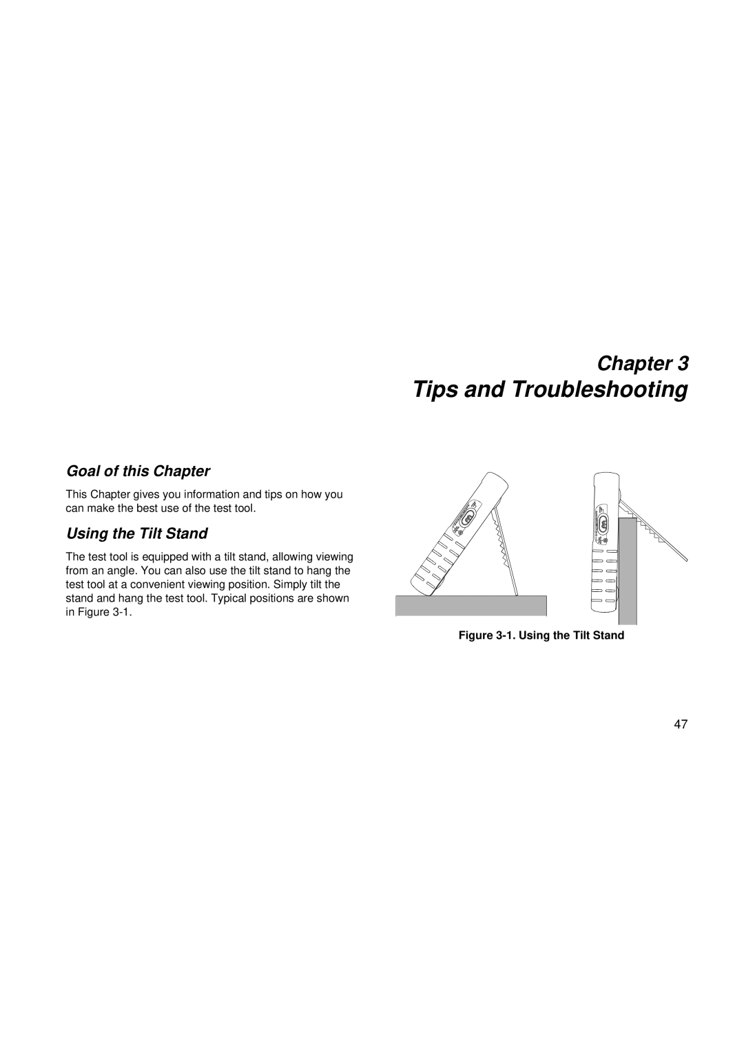 Fluke fluke123 user manual Using the Tilt Stand 