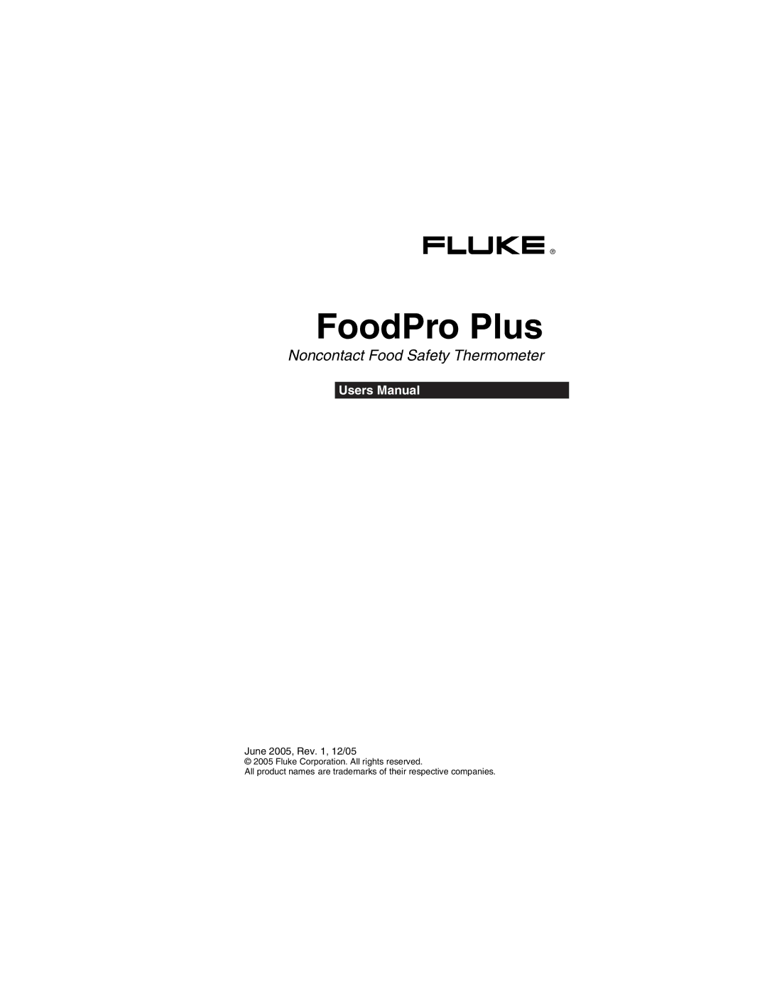 Fluke Food Safety Thermometer user manual FoodPro Plus 