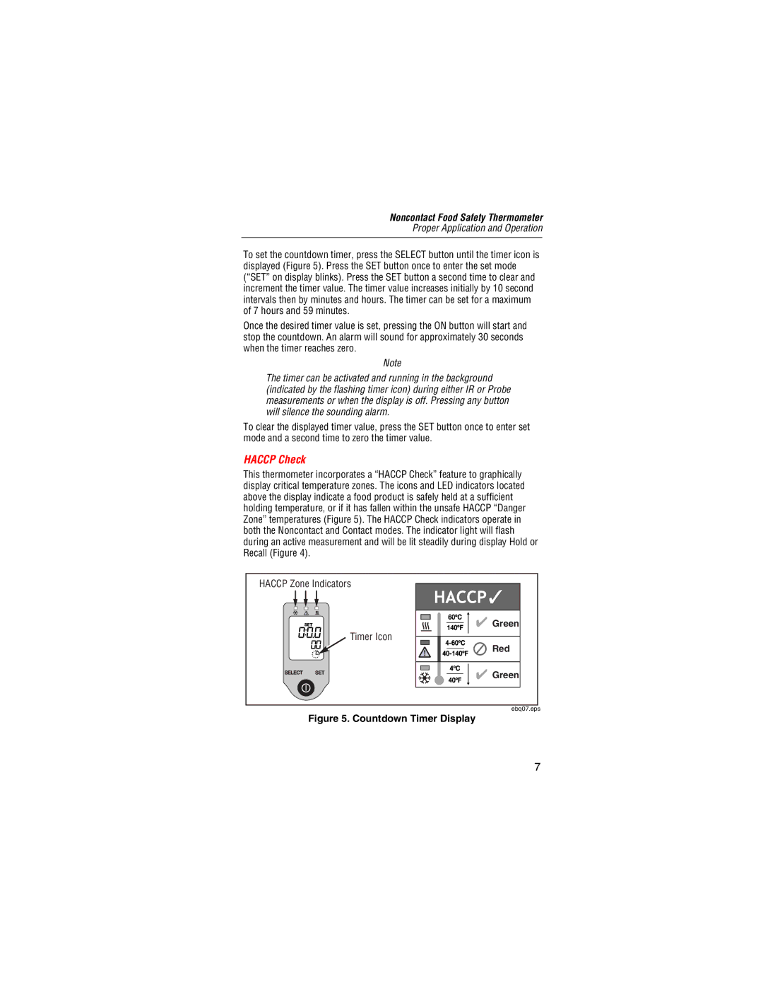 Fluke Food Safety Thermometer user manual Haccp Check, Countdown Timer Display 