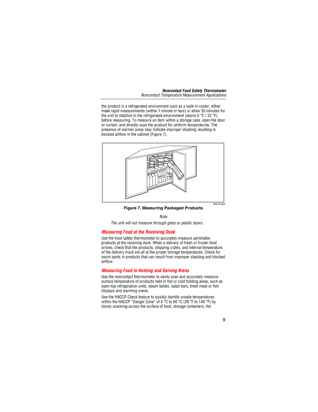 Fluke Food Safety Thermometer user manual Measuring Food at the Receiving Dock, Measuring Food in Holding and Serving Areas 