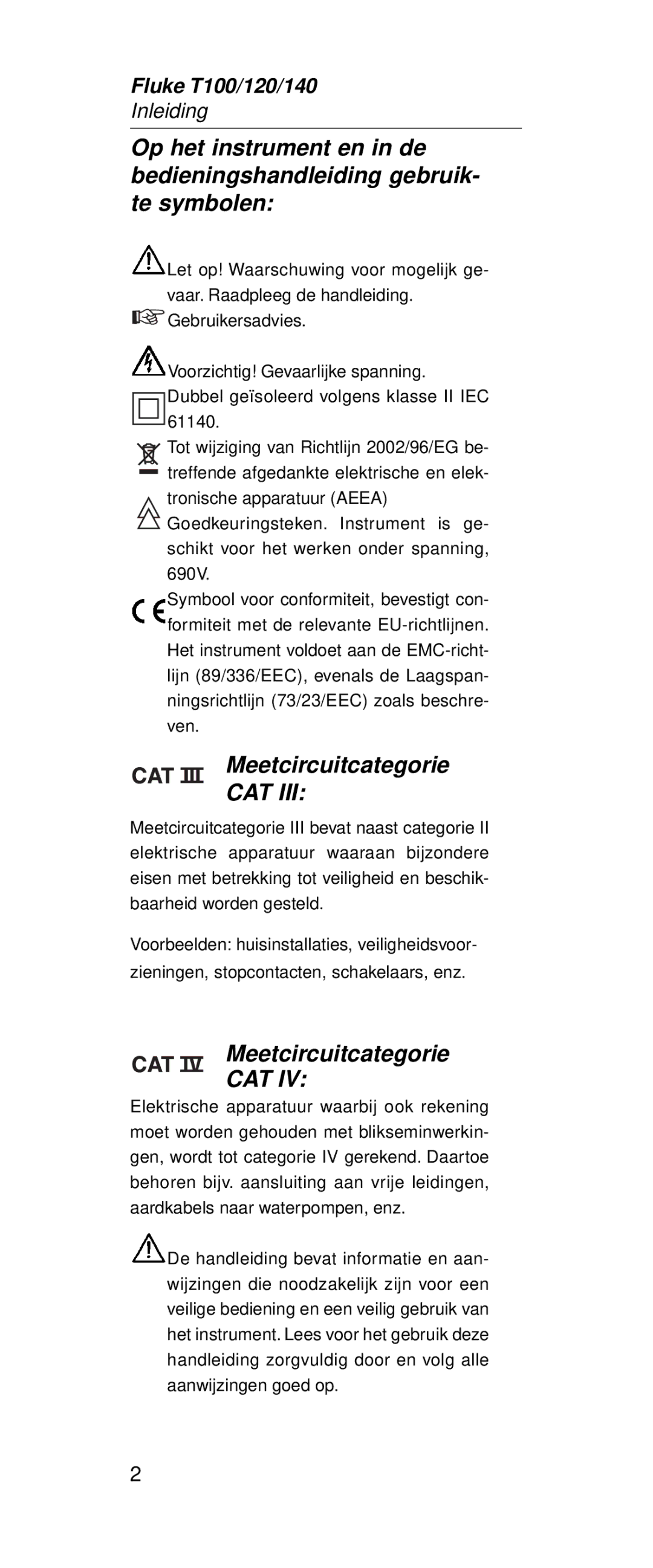 Fluke FT120, FT140 manual Meetcircuitcategorie 