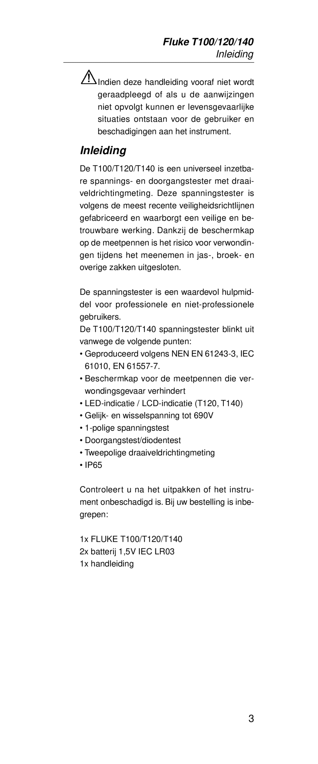 Fluke FT140, FT120 manual Inleiding 