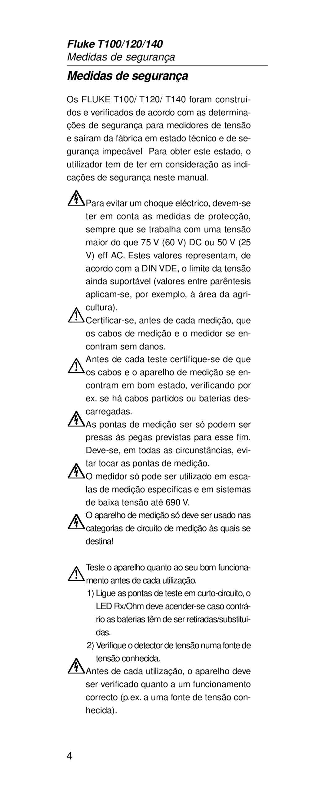 Fluke FT120, FT140 manual Medidas de segurança 