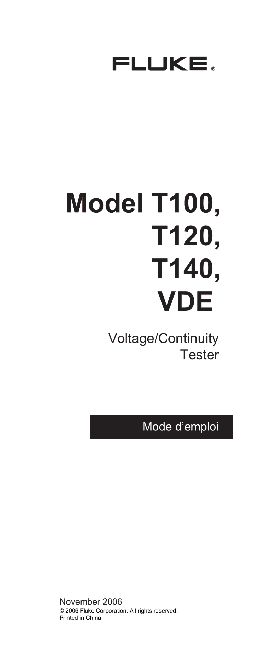 Fluke FT140, FT120 manual Mode d’emploi 