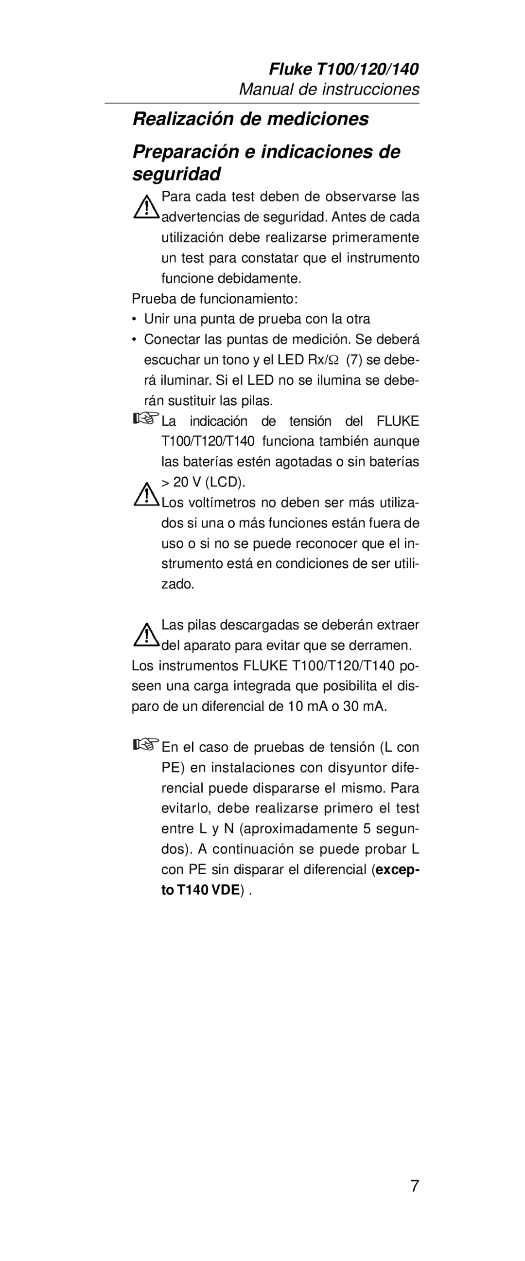 Fluke FT140, FT120 manual Manual de instrucciones 