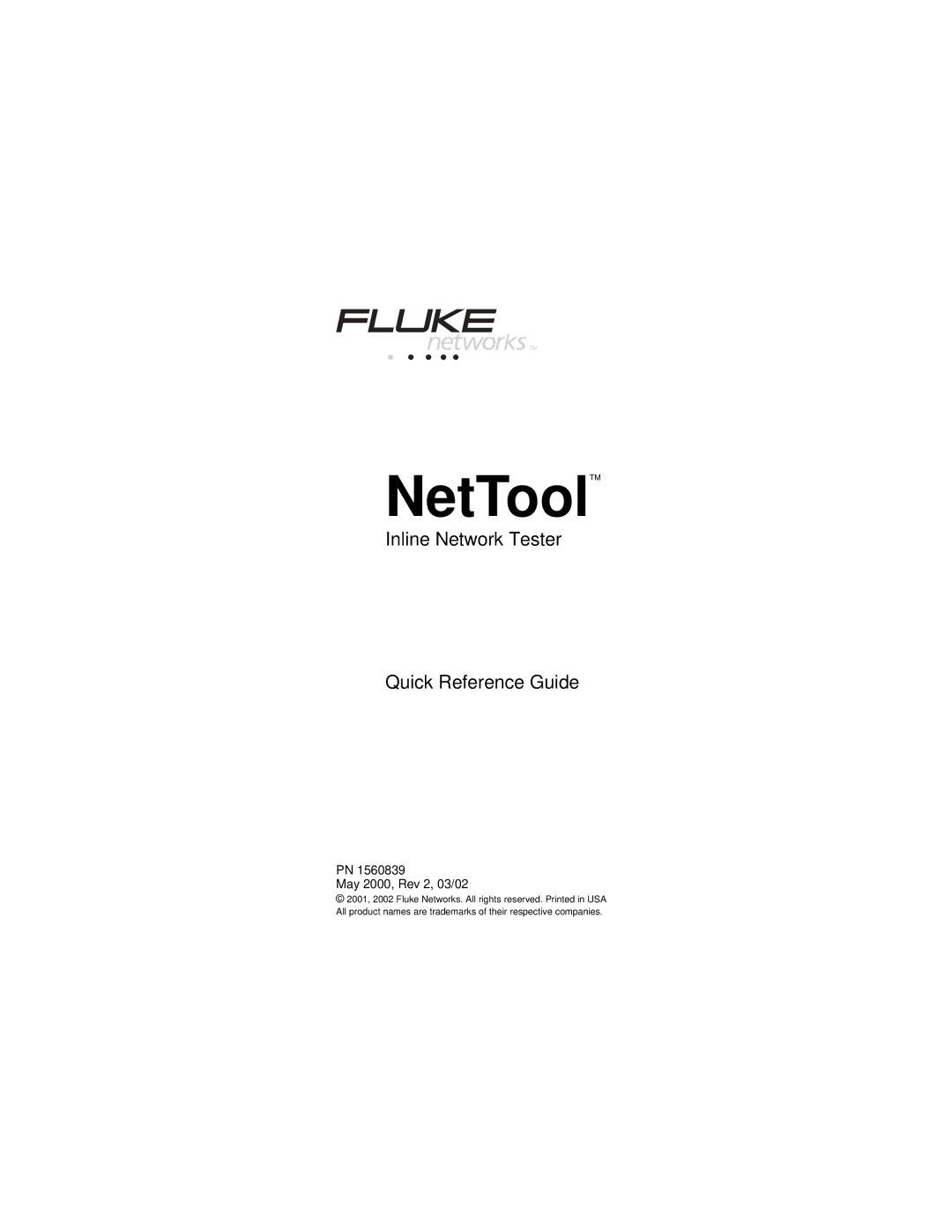 Fluke manual NetToolTM 