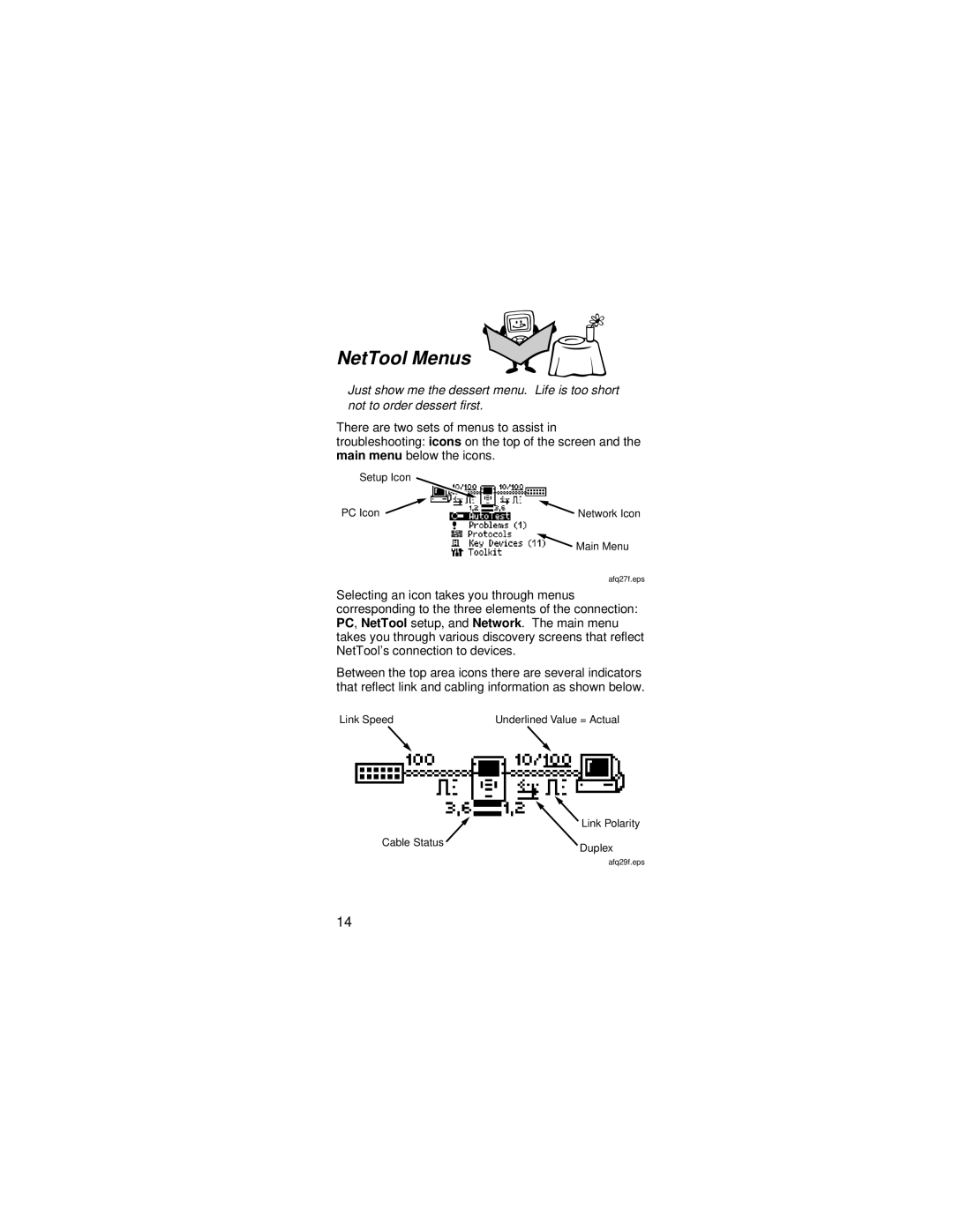 Fluke manual NetTool Menus 