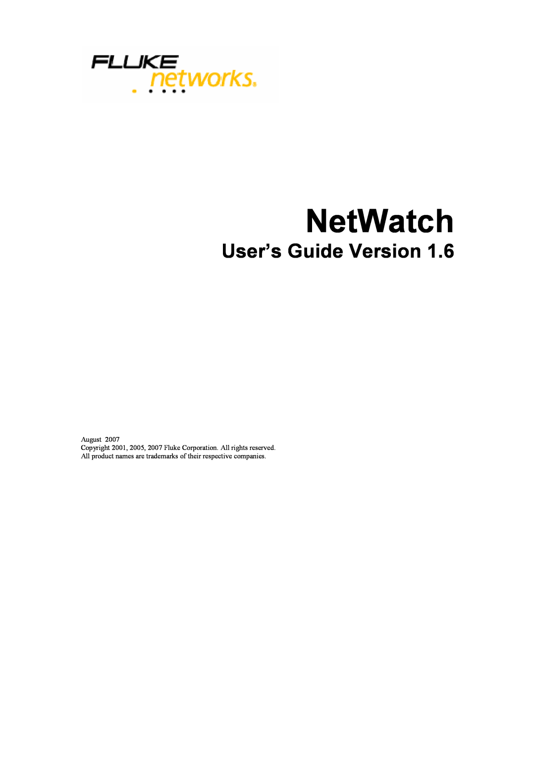 Fluke Network Router manual NetWatch, User’s Guide Version 