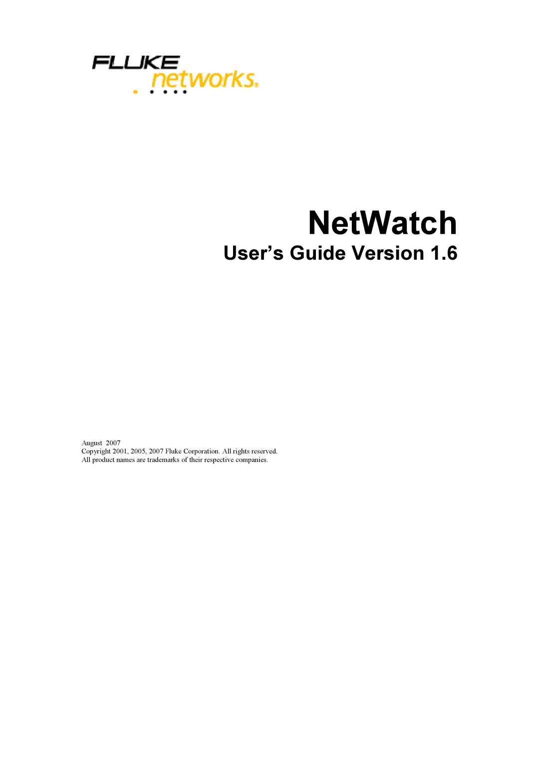 Fluke Network Router manual NetWatch 