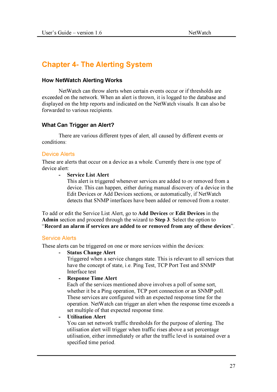 Fluke Network Router manual Alerting System, How NetWatch Alerting Works, What Can Trigger an Alert? 