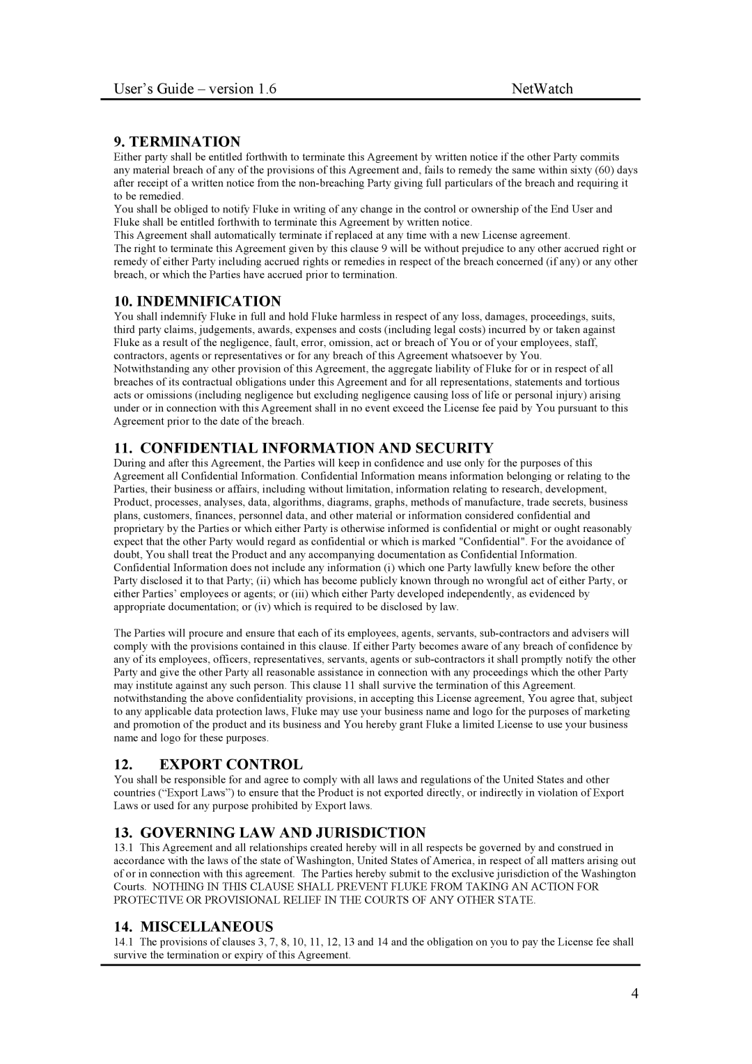 Fluke Network Router manual Termination 