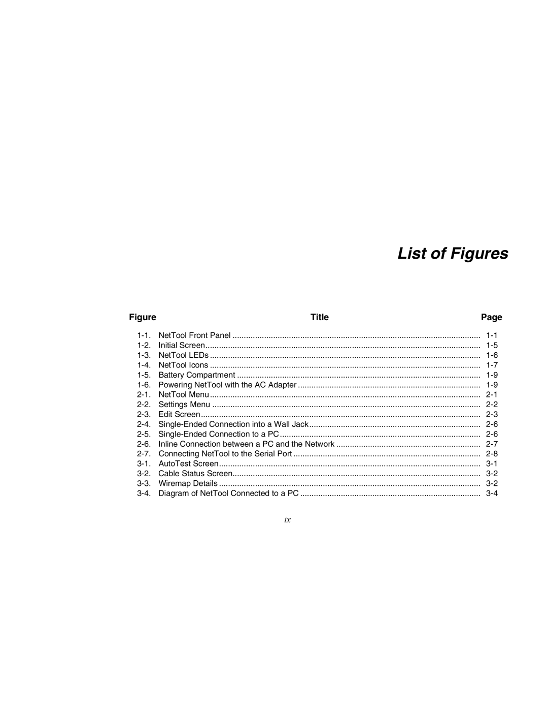 Fluke Network Tester user manual List of Figures 