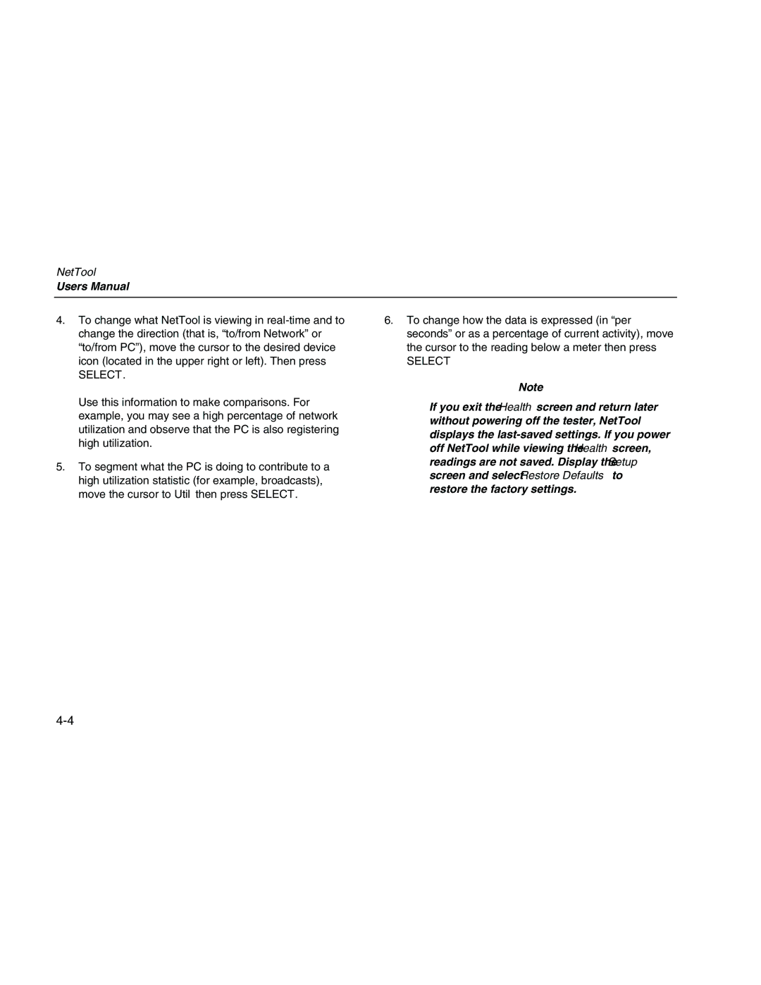 Fluke Network Tester user manual Select 