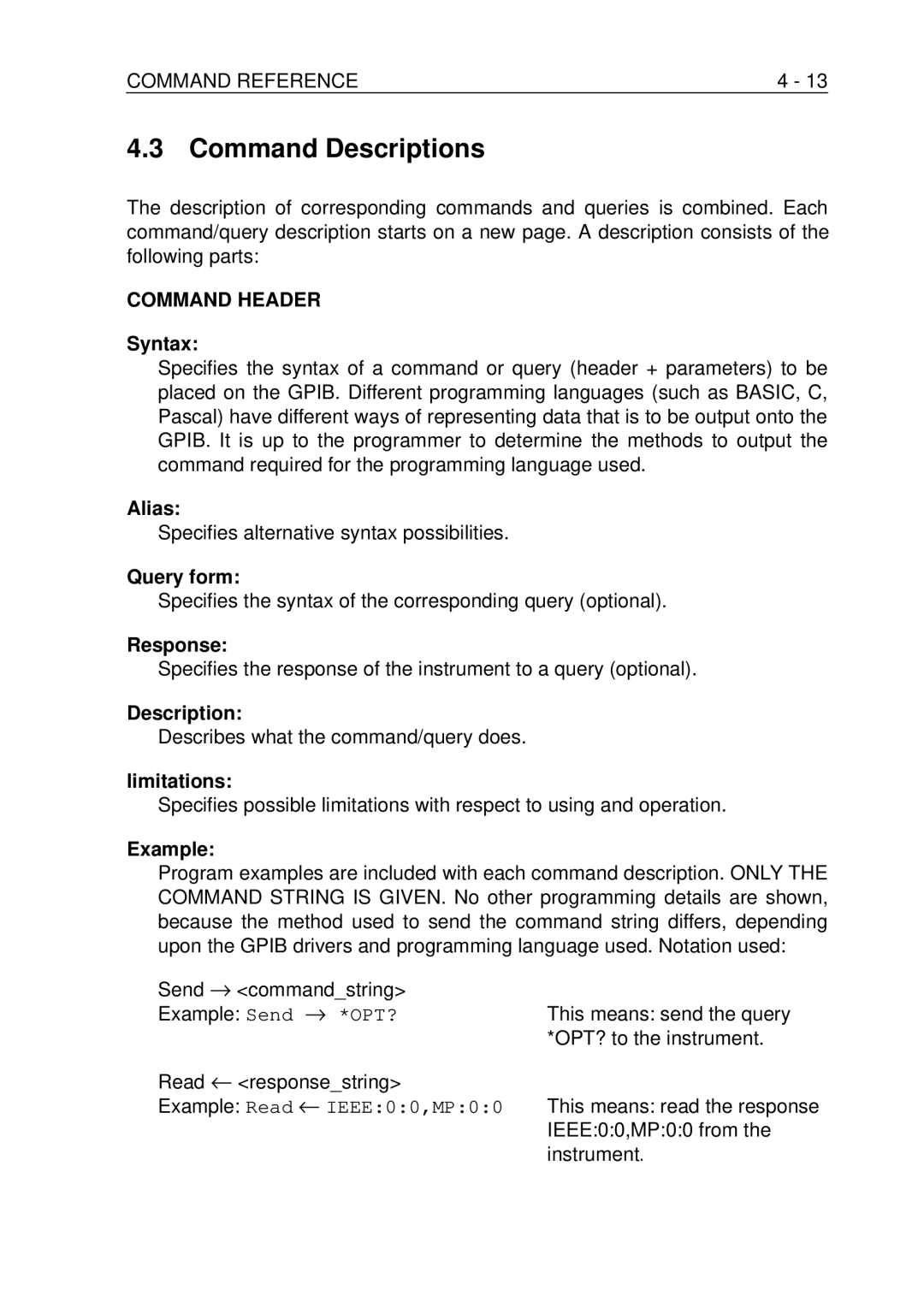 Fluke PM-3394B, PM-3380B, PM-3390B, PM-3370B, PM-3384B user manual Command Descriptions 