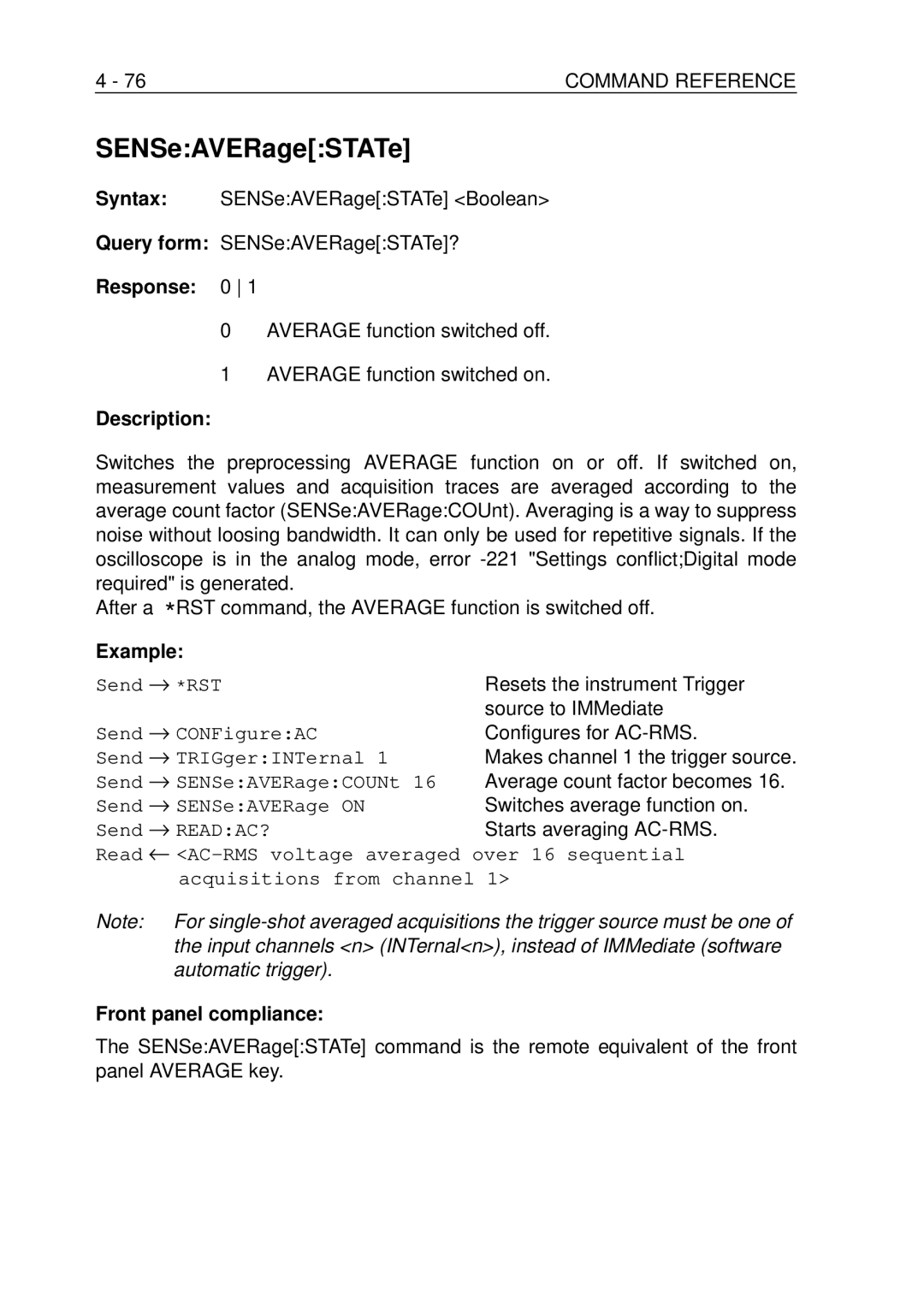 Fluke PM-3390B, PM-3380B, PM-3370B, PM-3394B, PM-3384B user manual SENSeAVERageSTATe 