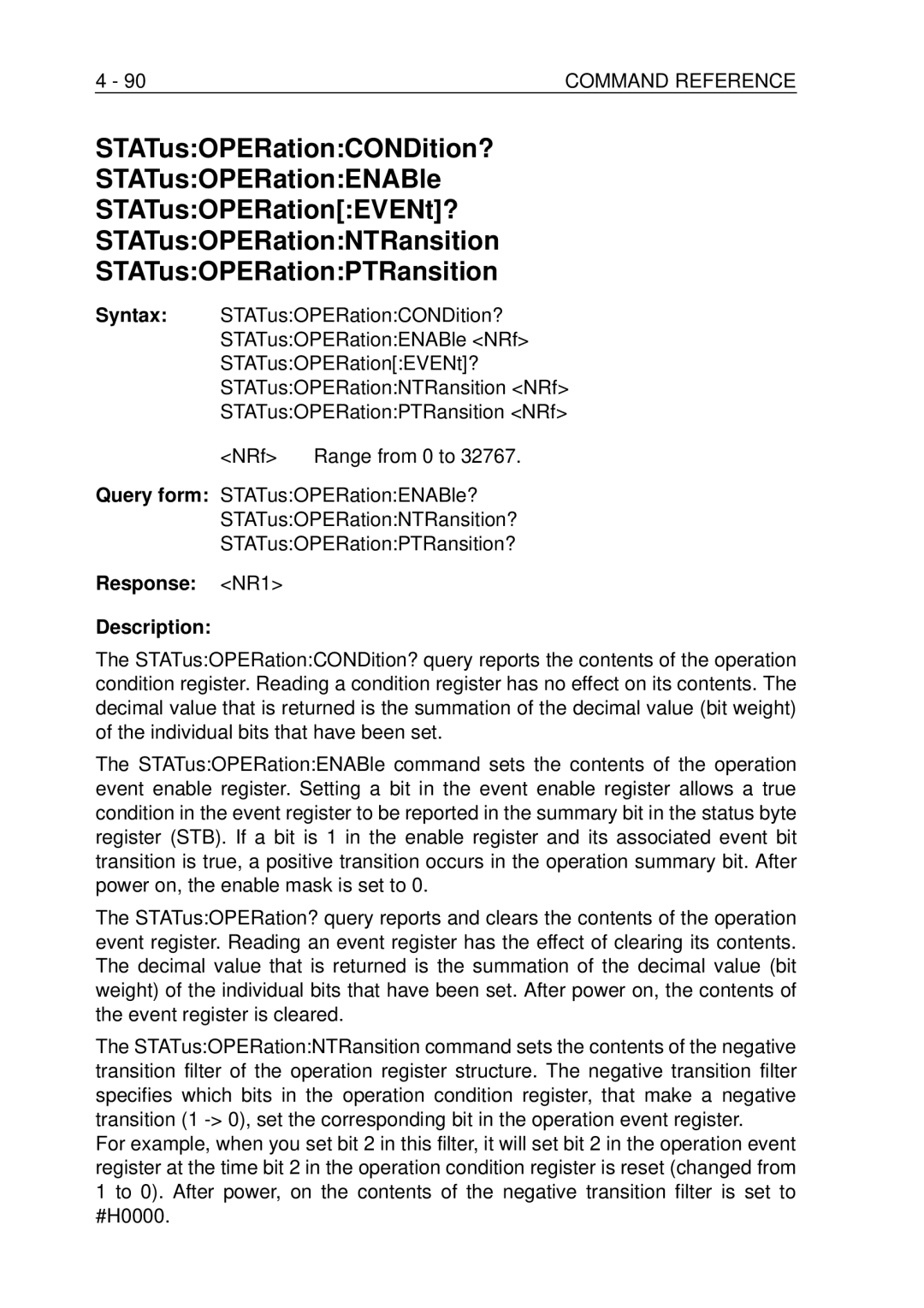 Fluke PM-3380B, PM-3390B, PM-3370B, PM-3394B, PM-3384B user manual Response NR1 Description 