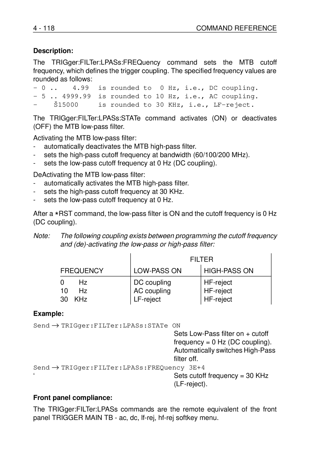 Fluke PM-3394B, PM-3380B, PM-3390B, PM-3370B Filter, Frequency LOW-PASS on HIGH-PASS on, Sets cutoff frequency = 30 KHz 